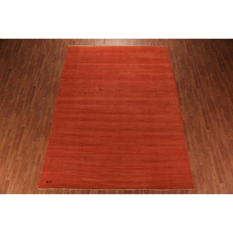 Modern Orange Gabbeh Oriental Area Rug Handmade Wool Carpet - 8'4" x 11'4"