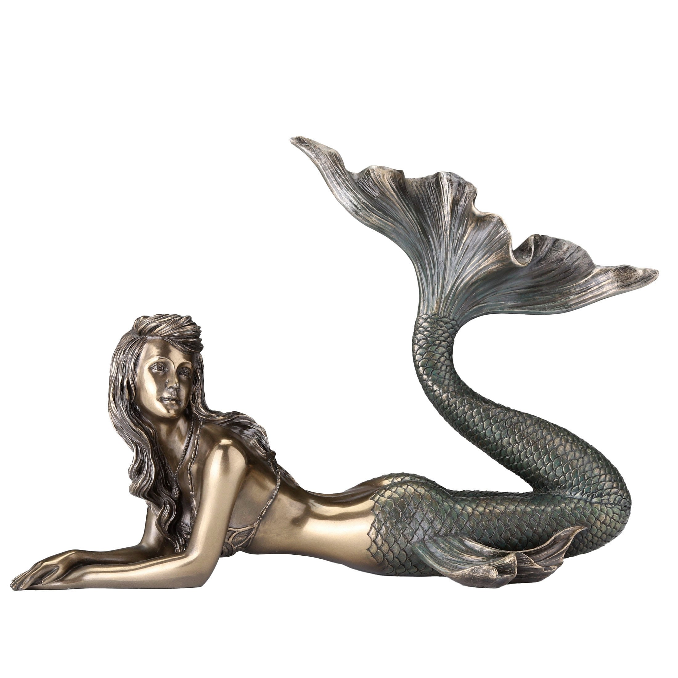 11.42 in L Mermaid Lying Down 11 Inch Poly Resin