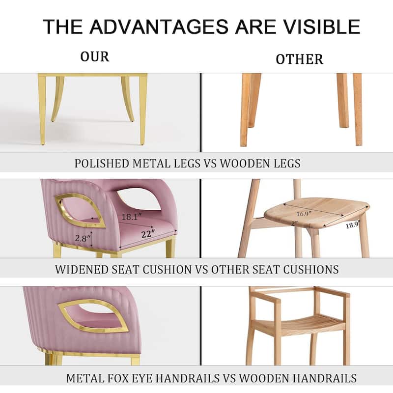 Luxury Pink Velvet Dining Armchair with Polished Gold Legs
