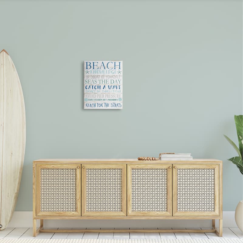 Stupell Beach Knowledge Blue Aqua and White Planked Look Sign, 11 x 14, Proudly Made in USA - Multi-Color