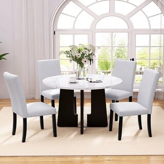 Modern 5-Piece Round Dining Table Set with Marble Dining Table and 4 ...