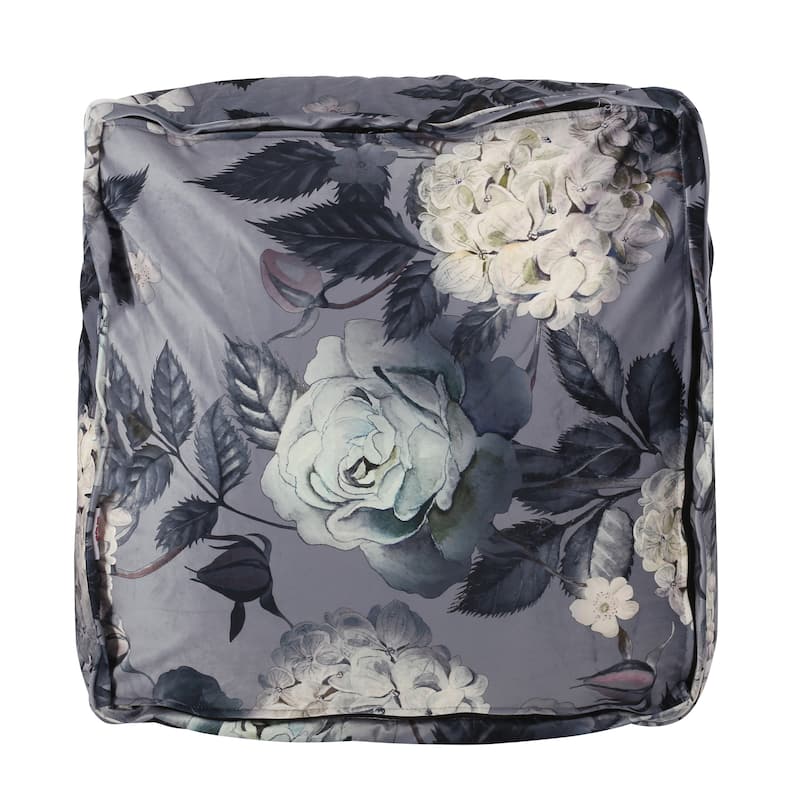 Reigle Traditional Medium Fabric Flower Print Cube Pouf by Christopher Knight Home