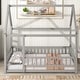 preview thumbnail 20 of 37, Full Size Wooden Floor Bed with House Roof Frame and Guardrails