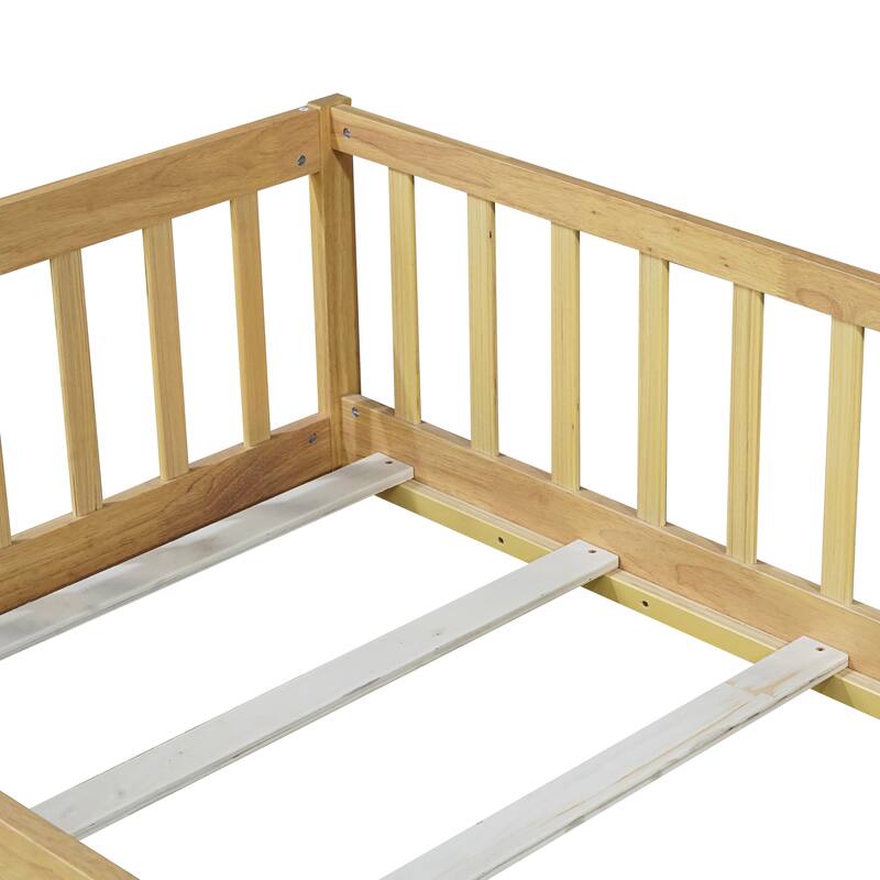 Floor Bed with Fence and Door,Perfect for Kids' Play,and Independence Promotion