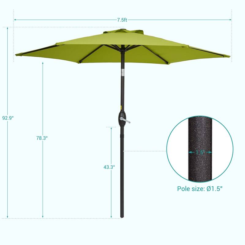 Bonosuki 7.5-foot Waterproof Sunshade Canopy Patio Umbrella