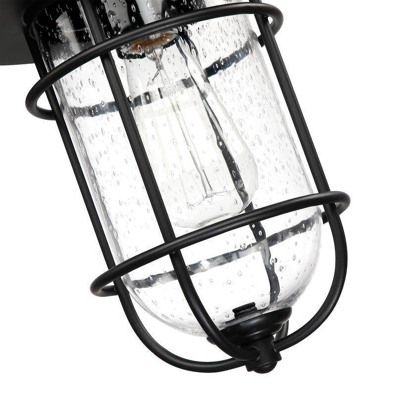 1-Light Black Outdoor Wall Lantern Sconce