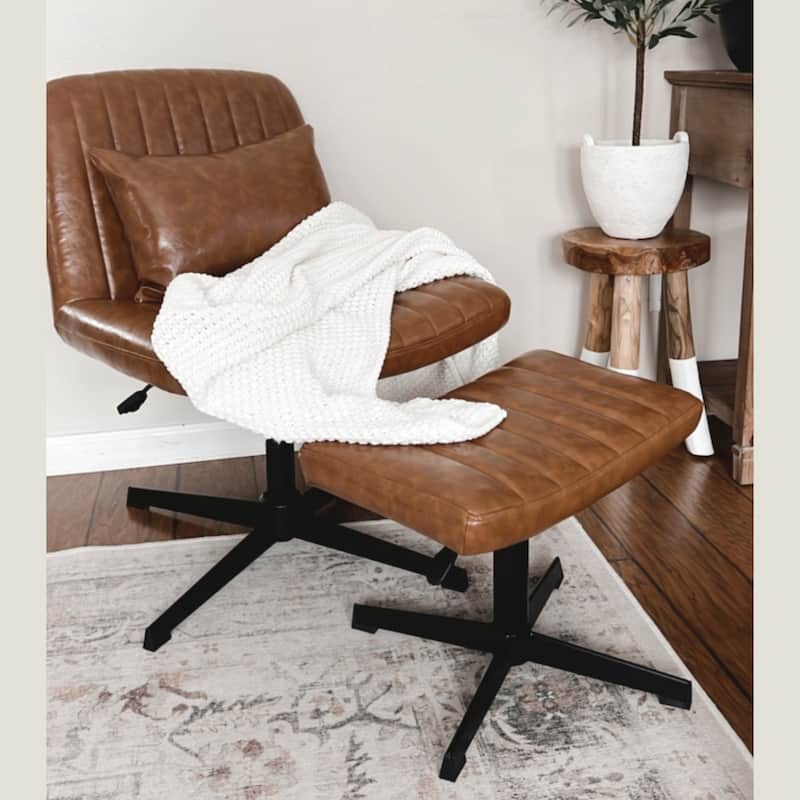 Art Leon Swivel and Adjustable Accent Chair with Ottoman