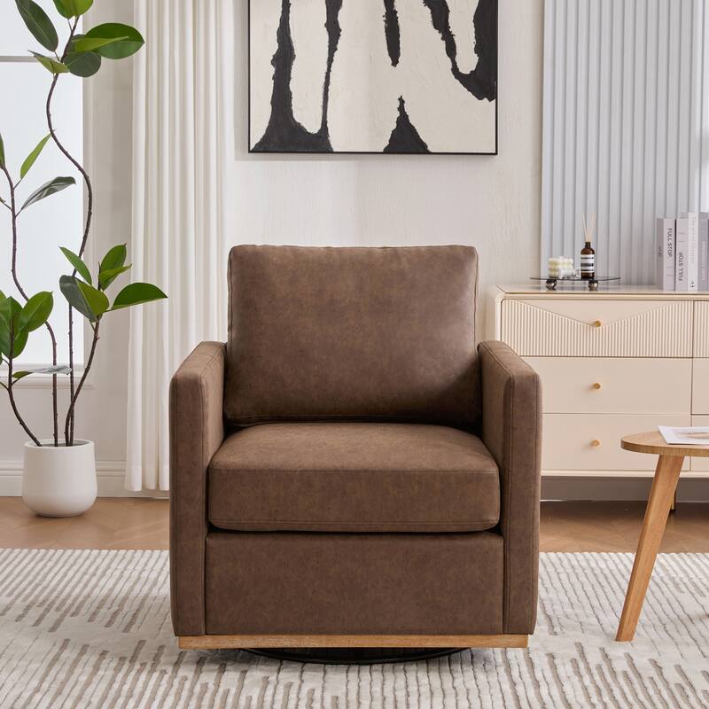 30.7"W Upholstered Square Swivel Accent Chair and Comfy Accent Single Sofa Chair, 360 Degree Club Chair