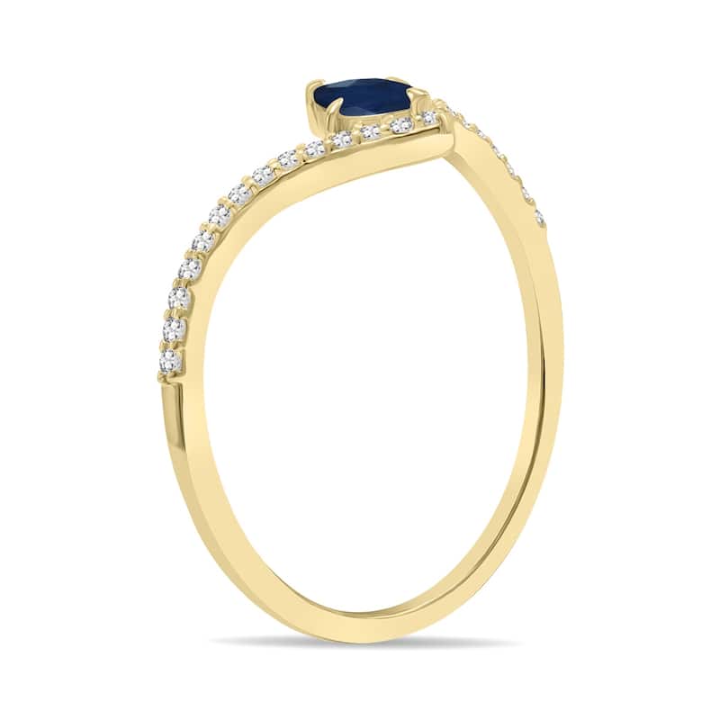 Marquee Jewels 1/4 Carat TW Sapphire and Diamond V Shape Ring in 10K Yellow Gold