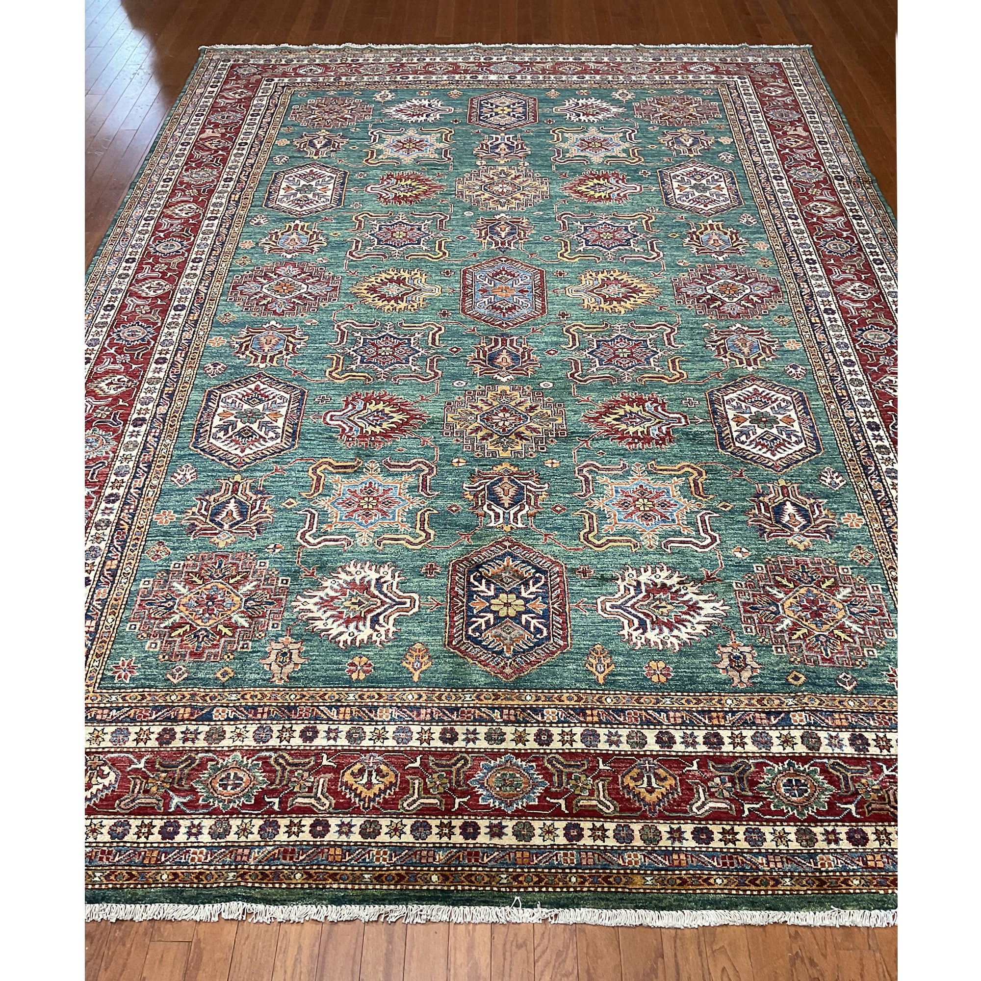 HERAT ORIENTAL Handmade Afghan Super Kazak Wool Rug - 9' x 12'6"