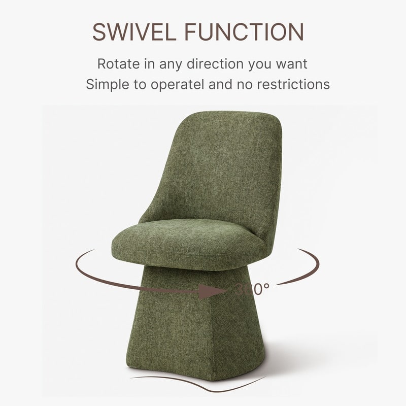 Anna Upholstered Swivel Armless Dining Chair for Kitchen Living Room