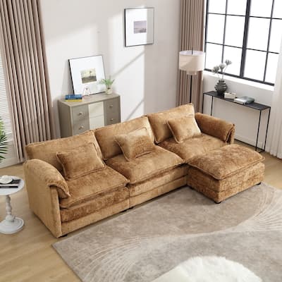 Chenille Fabric L-Shape Comfy Oversized three-seat Modular Sectional Sofa
