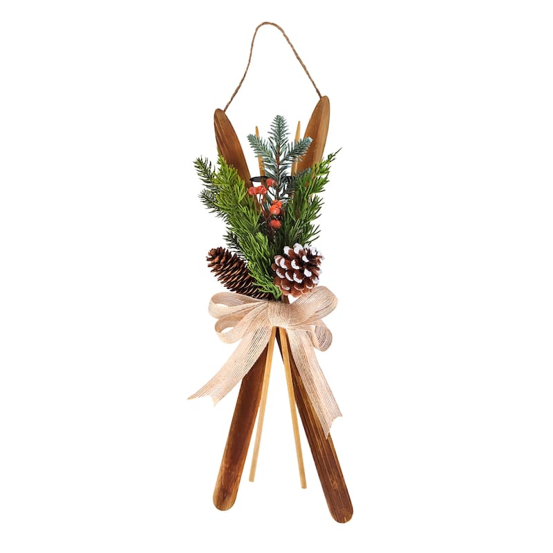 National Tree Company 17 in. Holiday Skis Floral Wall Décor - 17 in
