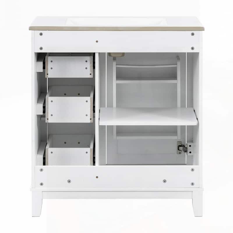 bathroom vanity with ceramic sink