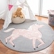 preview thumbnail 13 of 68, SAFAVIEH, Carousel Kids Mareke Unicorn Rug 3' Round - Grey/Pink