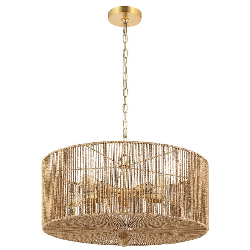 SAFAVIEH Lighting Crystele 5 Light 24" Pendant - 24" x 24" x 19-78" - withD/H - Natural/Gold - 24Wx24Dx78H