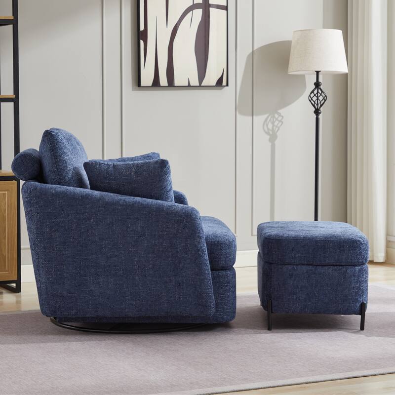 40.6" W Upholstered Swivel Accent Sofa Chair With Pillows