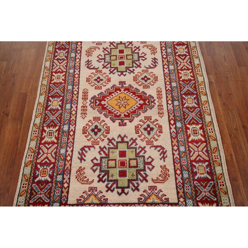 Kazak Oriental Accent Rug Handmade Beige Wool Carpet - 3'4" x 5'1"