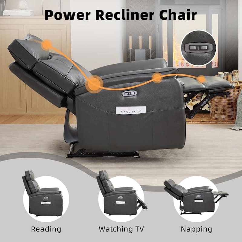 Genuine Leather Recliner Chair,Power Recliner Chair for Adults,Electric Single Reclining Sofa for Living Room