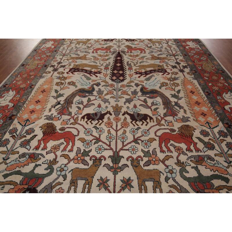 Animal Pictorial Ziegler Indian Large Area Rug Handmade Wool Carpet - 10'0"x 13'10"