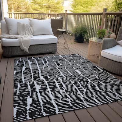 Machine Washable Indoor/ Outdoor Chantille Modern Abstract Rug