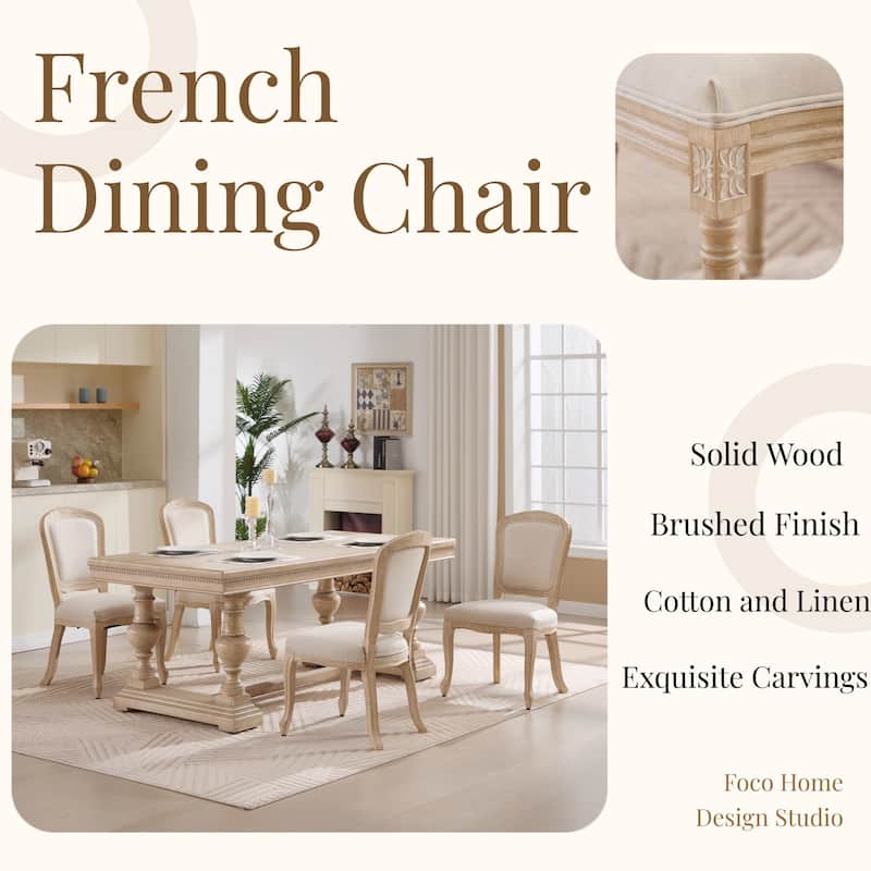 French Country Wire Drawing & Carving Techniques Dining Chairs with Backrest (Set of 2)