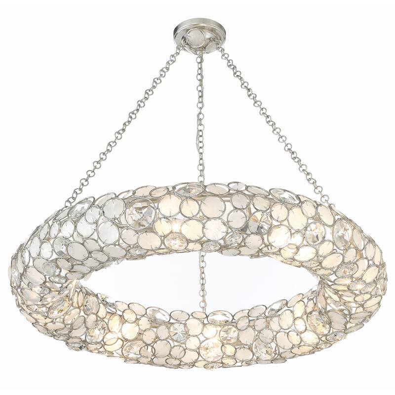 Palla 8 Light Antique Silver Chandelier - 32"W x 5.25"H x 32"D