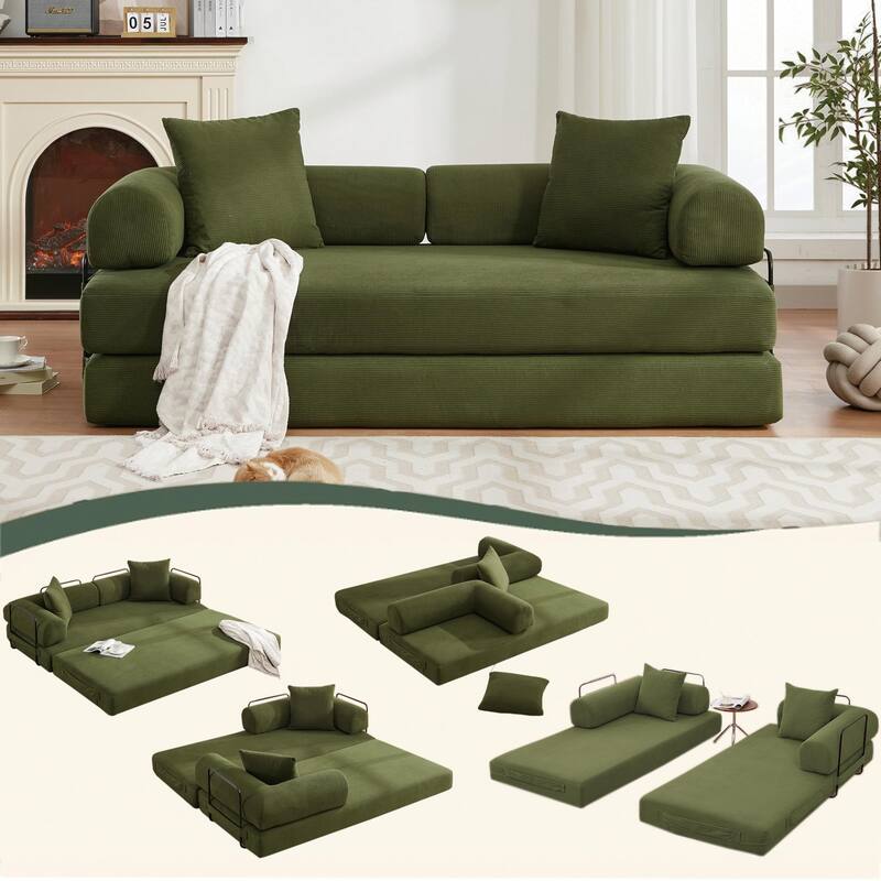 Folding Convertible Sleeper Sofa Bed with Modular Design Perfect for Living Room and Guest Space