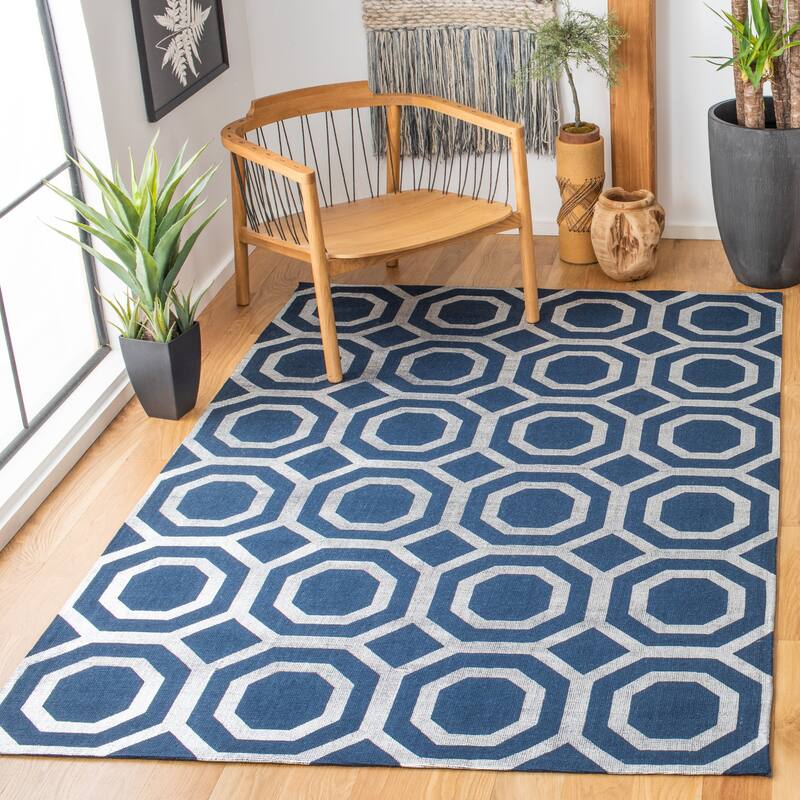 SAFAVIEH Handmade Cedar Brook Igbale Modern Jute Rug - 5' x 8' - Navy/Silver