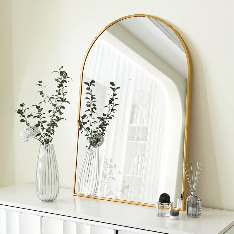 24x36 Inch Metal Framed Arched Bathrrom Mirror