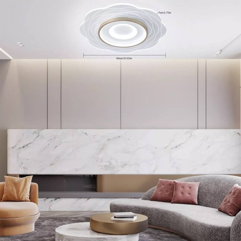 Modern 23" Ring LED Chandelier Flush Mount LED Ceiling Light Remote - 23" x 2"
