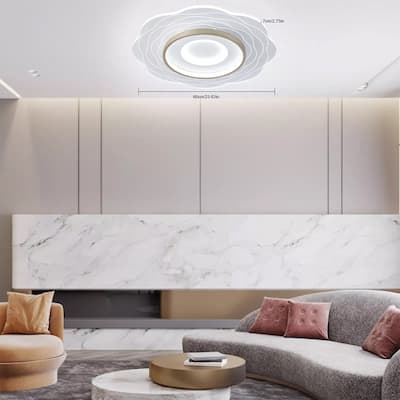 Modern 23" Ring LED Chandelier Flush Mount LED Ceiling Light Remote - 23" x 2"