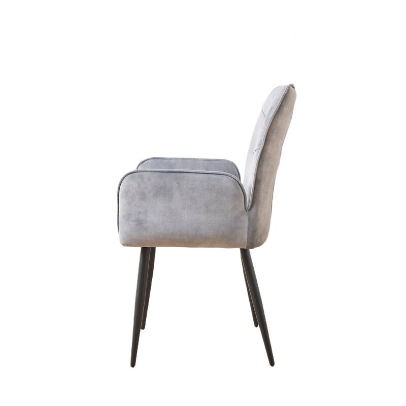 High Back Velvet Dining Chairs Set of 2, Upholstered Accent Chairs with Armrests and Iron Legs for Dining Room, Kitchen