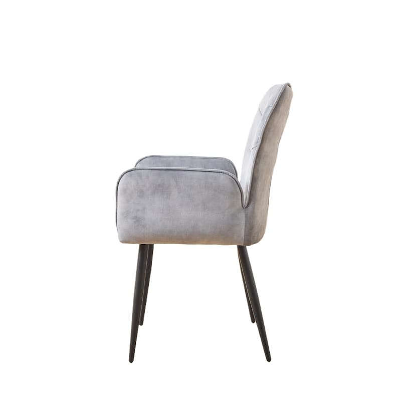 Modern Velvet Dining Chairs 2-Piece Set - Soft Cushioned Seats with Iron Frames in Mustard
