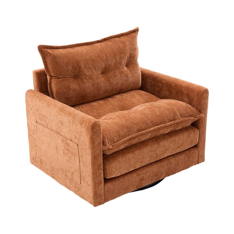 Mid Century Modern Chenille Swivel Barrel Chair