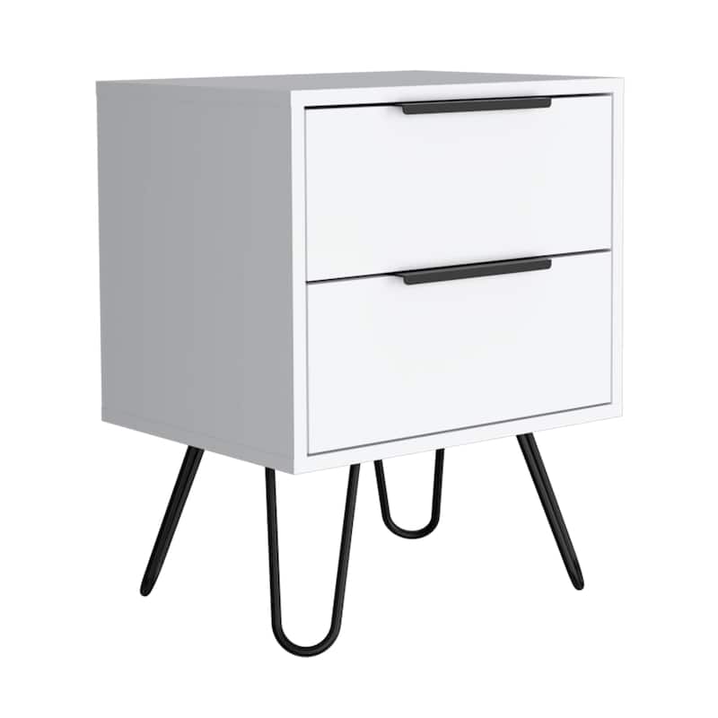 Nightstand Skyoner 2, Harpin Legs, Two Drawers, Black Wengue Finish