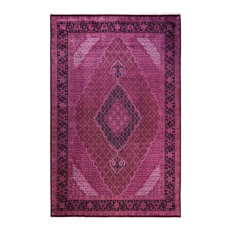 Fine Vibrance One-of-a-Kind Hand-Knotted Area Rug - Pink, 6' 1" x 9' 5" - 6' 1" x 9' 5"