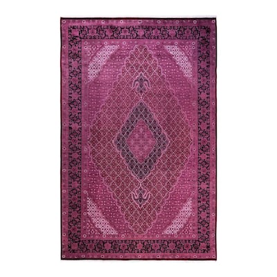 Fine Vibrance One-of-a-Kind Hand-Knotted Area Rug - Pink, 6' 1" x 9' 5" - 6' 1" x 9' 5"