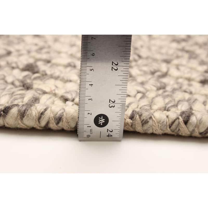 ECARPETGALLERY Braid weave Sienna Grey Wool Rug - 5'4 x 7'5