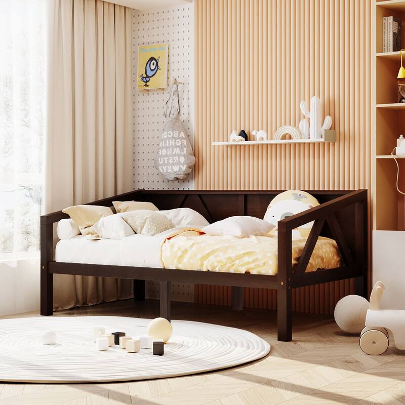 Twin/Full Size Daybed with Solid Wood Frame and Storage - Versatile Sofa and Bed for Small Spaces - Espresso-Twin - Twin