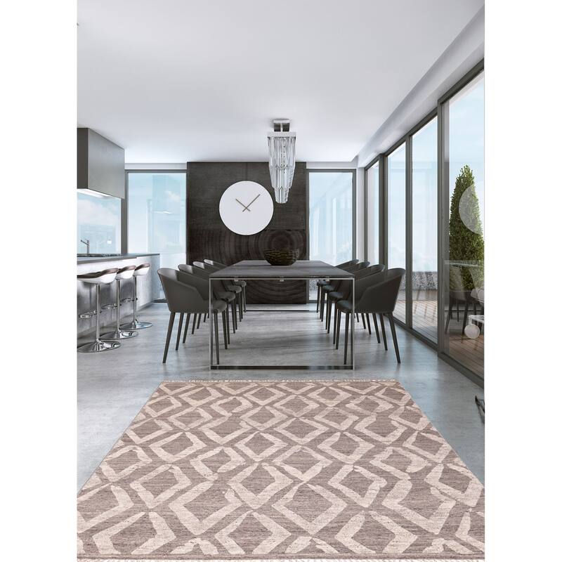 ECARPETGALLERY Hand-knotted Tangier Charcoal Wool Rug - 8'3 x 10'2