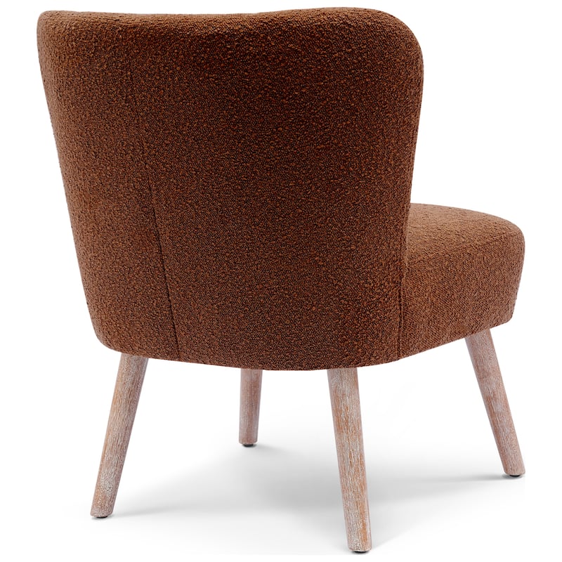 Boucle Polyester Upholstered Armless Accent Chair - Stain Resistant (Set of 2)