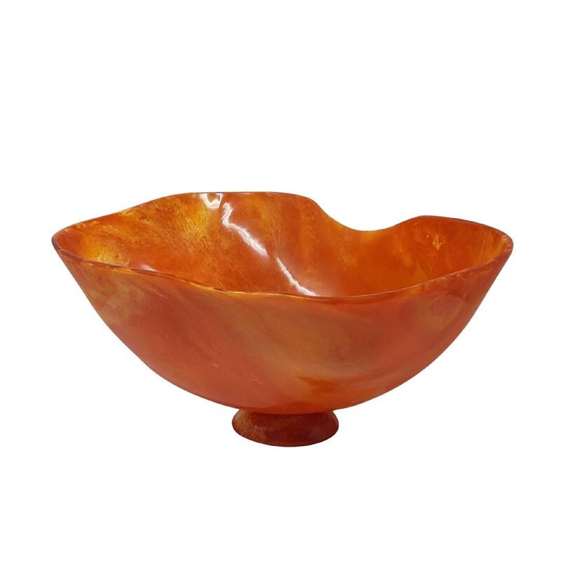 Large Fruit Bowl Orange Resin Dia 21.2" - Orange
