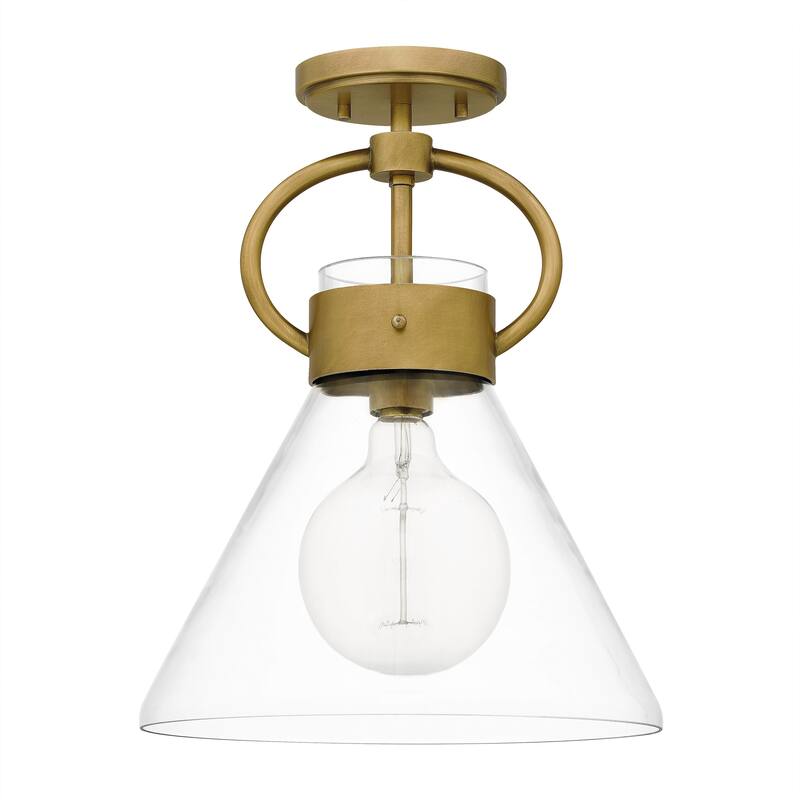 Webster 1-Light Weathered Brass Semi-Flush Mount