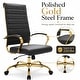 preview thumbnail 92 of 98, Benmar Ribbed Leather Executive High Back Office Chair with Gold Frame, Swivel, Tilt, Lumbar Support