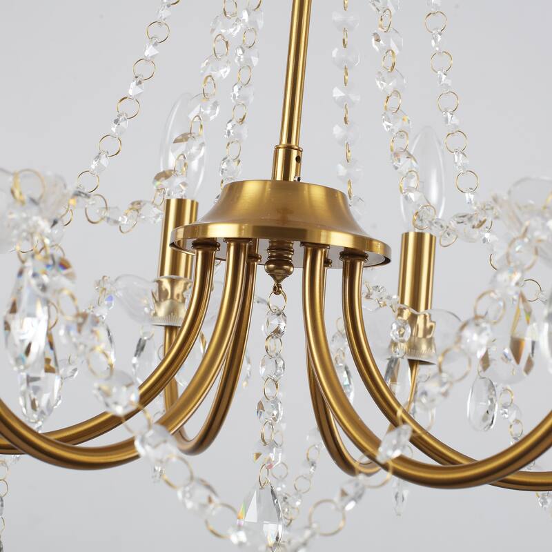6-Light Classic Candlestick Hanging Crystal Linear Chandelier Lighting Fixture for Dining Room Kitchen Island