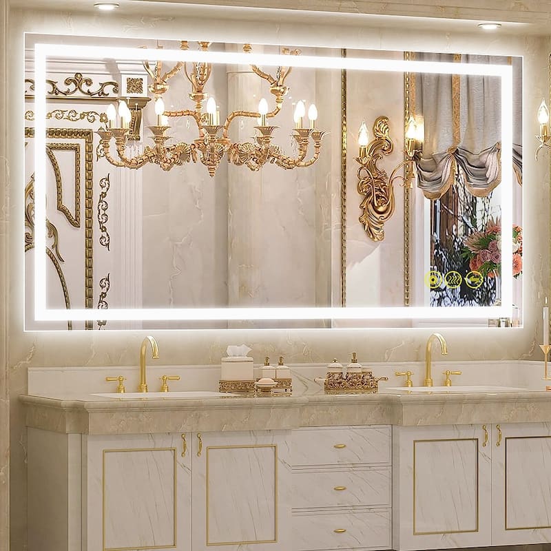 GlareGuard 24x40" Rectangular Anti-Fog Dimmable Backlit LED Bathroom Vanity Mirror - Clear