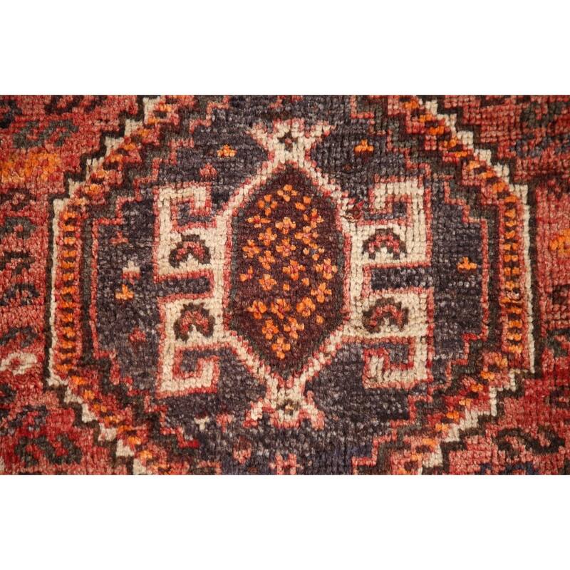 Hand Knotted Oriental 100% Wool Carpet Traditional Tribal Red Qashqai Area Rug - 6' 8'' X 4' 11''