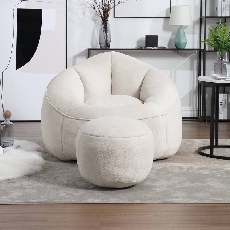 High Pressure Foam Bean Bag Sofa Chair with Footrest