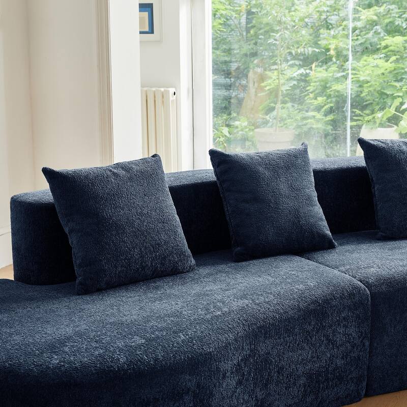 Curved Velvet Loveseat Sofa 5-Seat Sectional Couch Floor Chaise Lounge